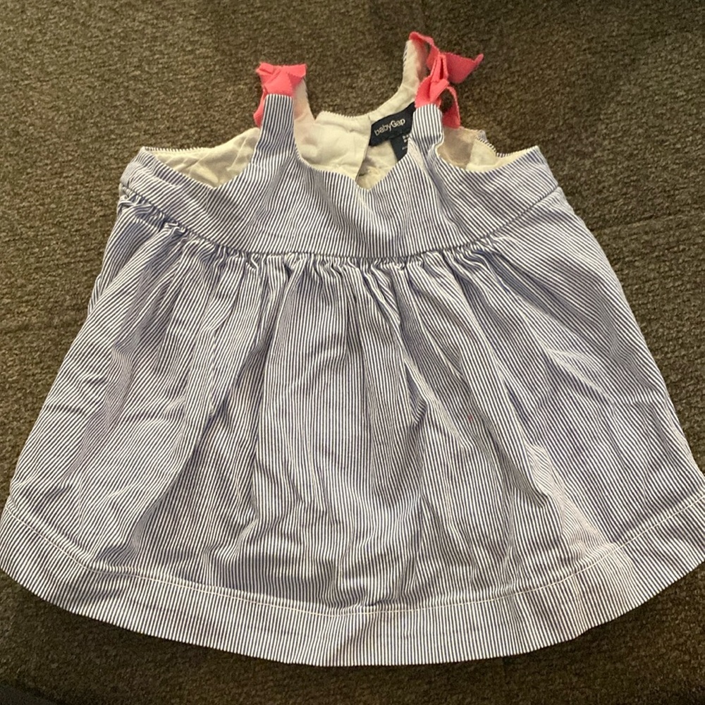 ♦️5 for $15♦️0-3m baby girl shirt dress blue white pink